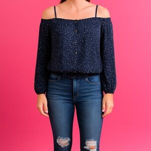 Elegant Navy Off-Shoulder Women's Top